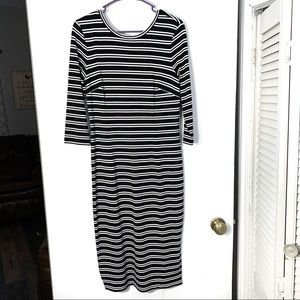 NEW NWT Ann Taylor black/white striped midi dress